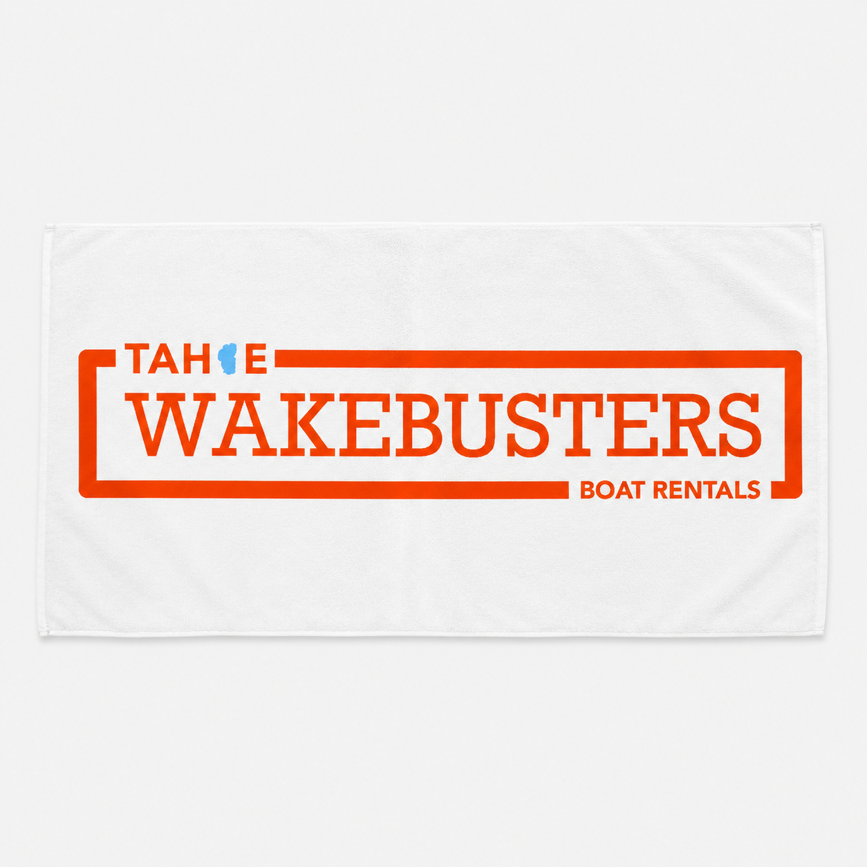 Tahoe WakeBusters White Beach Towel with orange logo