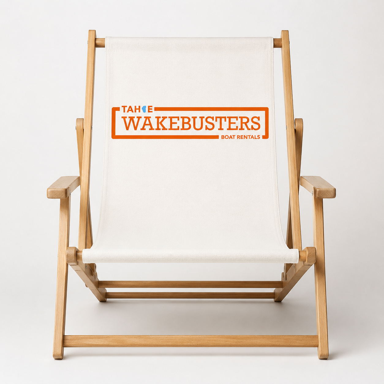 Tahoe WakeBusters Wood-Frame Beach Sling Chair with canvas back