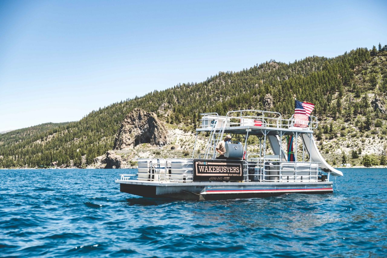 30ft Double Decker Party Barge with waterslides on Lake Tahoe
