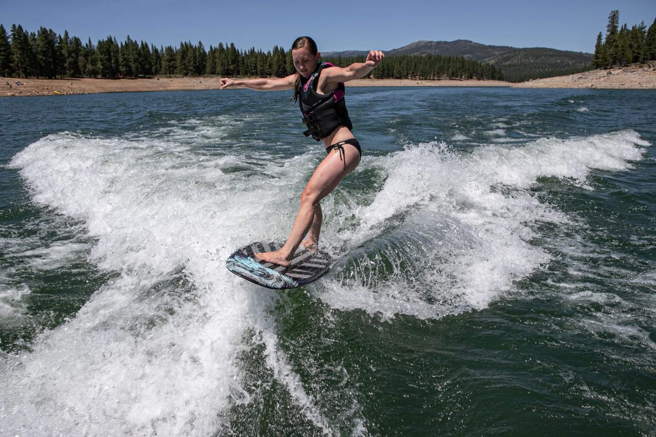 Group of guests enjoying a Lake Tahoe boat rental with Tahoe WakeBusters