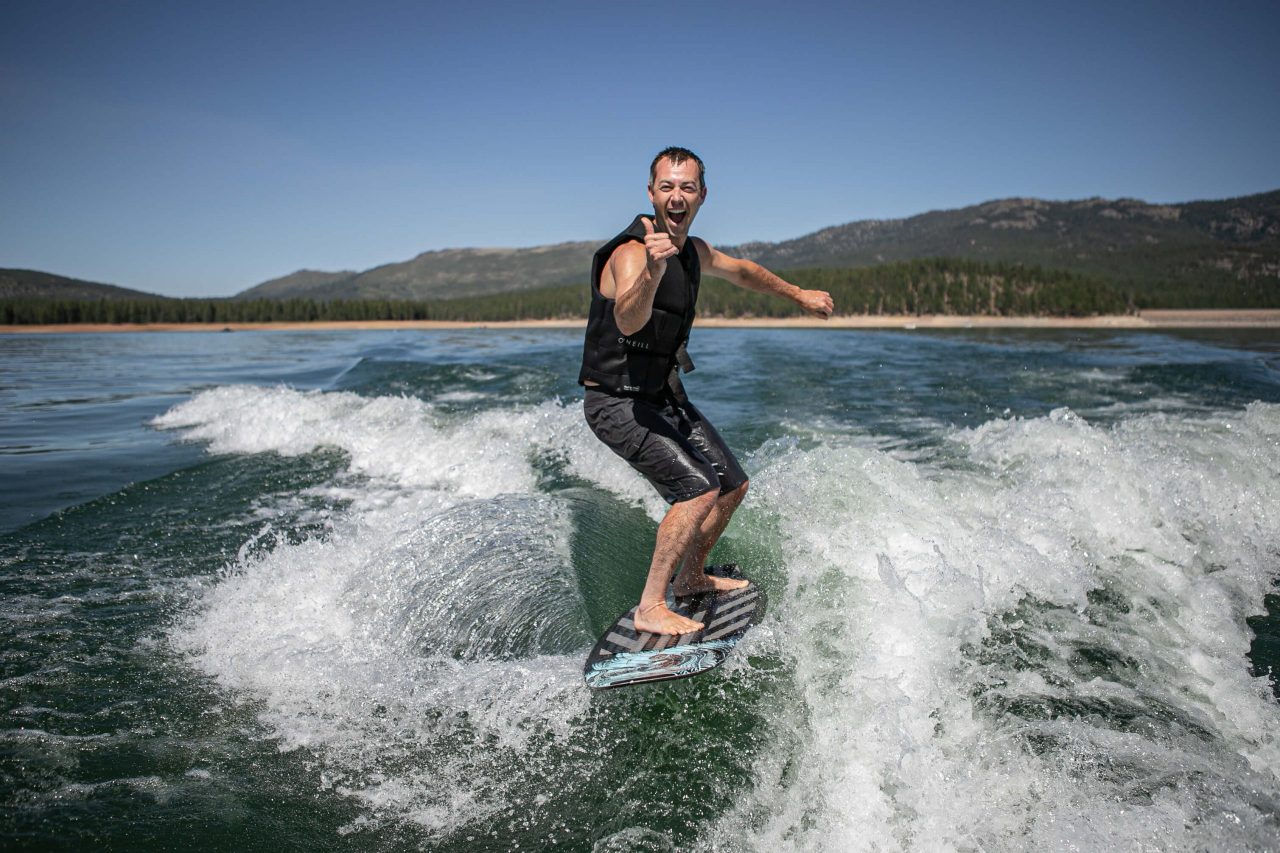 Waterslide on Tahoe WakeBusters double decker party barge, Lake Tahoe
