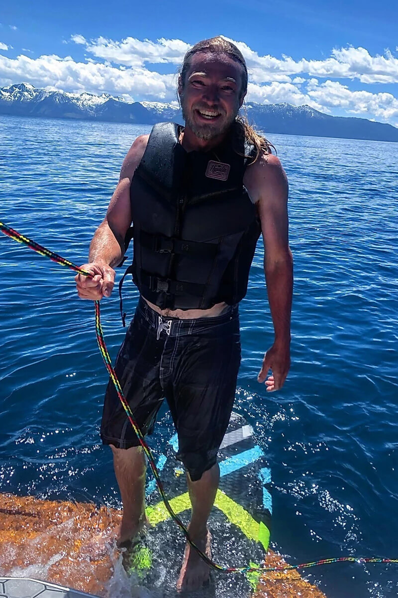 Tahoe WakeBusters captain and team on Lake Tahoe during a boat rental